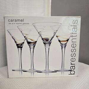 Bar Essentials Caramel Swirl Martini Glasses Set 4 Elegant Cocktail Friends